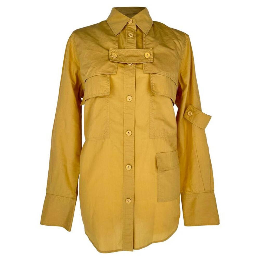 Joseph Button-Down Multi-Pocket Shirt in Yellow Cotton